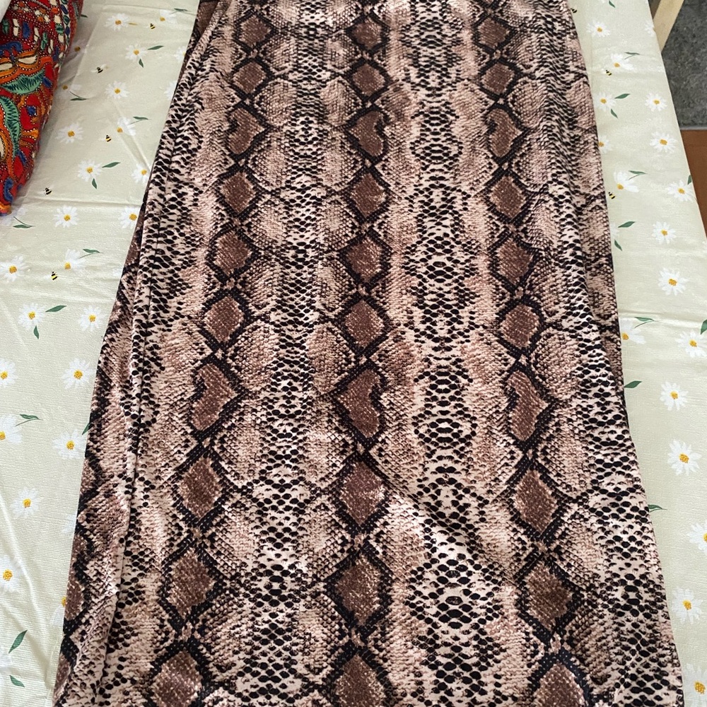 Wild Snake-Print Maxi Skirt in Brown